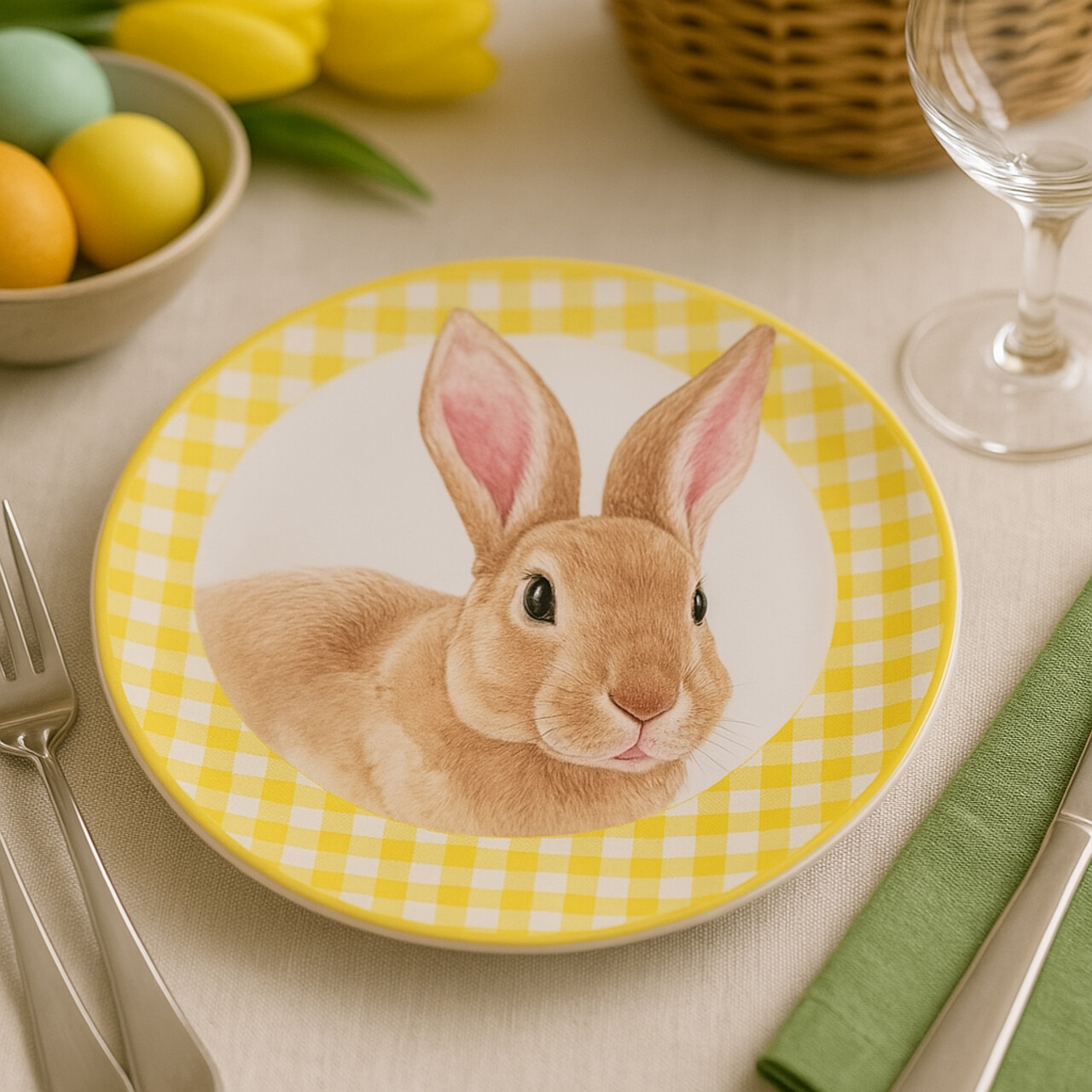 Platou pentru servire Bunny, Ø24 cm, dolomit, galben - imagine 3